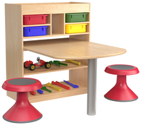 Childcraft STEM Collaboration Table with 4 Assorted Color Flat Trays, 30 x 41-3/4 x 36 Inches, Item Number 2048161