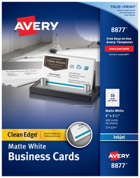 Avery Business Cards, 2 x 3-1/2 Inches, Inkjet Printable, Matte White, Pack of 100, Item Number 2049415