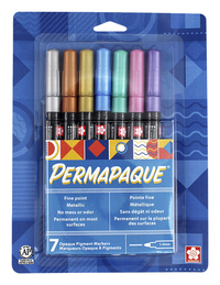 Permapaque Metallic Markers, Fine Point, Assorted Colors, Set of 7 Item Number 2049436