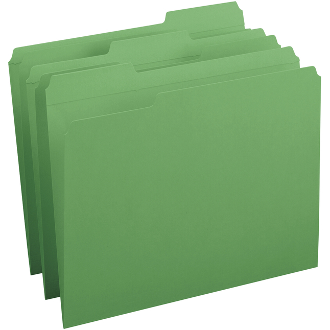 Business Source Reinforced Colored File Folders, Green, Pack of 100, Item Number 2049581