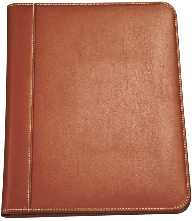 Image for Samsill Contrast Stitch Leather Padfolio, 8-1/2 x 11 Inches, Tan from School Specialty