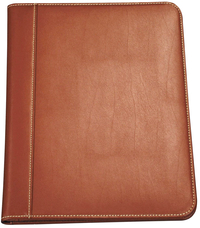 Samsill Contrast Stitch Leather Padfolio, 8-1/2 x 11 Inches, Tan, Item Number 2049655