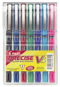 Image for Pilot Precise V5 Extra-Fine Premium Capped Rolling Ball Pens, 0.5 mm Extra Fine Tip, Assorted, Pack of 7 from School Specialty