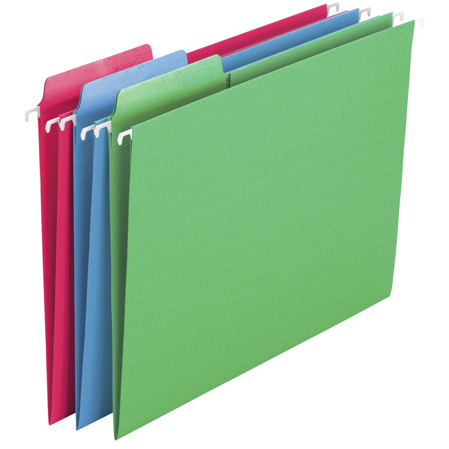 Image for Smead FasTab Erasable Hanging File Folder, Letter Size, 1/3 Cut Tabs, Assorted Colors, Pack of 18 from School Specialty