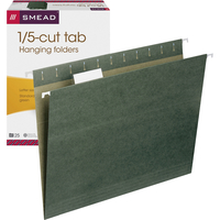 Smead Hanging File Folder, Letter Size, 1/5 Cut Tabs, Standard Green, Pack of 25, Item Number 2049728