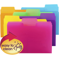 Smead Poly File Folder, Letter Size, 1/3 Cut Tabs, Assorted Colors, Pack of 18, Item Number 2049738