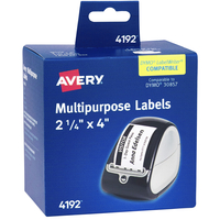 Avery热敏打印机名称徽章标签，2-1/4 x 4英寸，白色，每盒250个，项目编号2049745