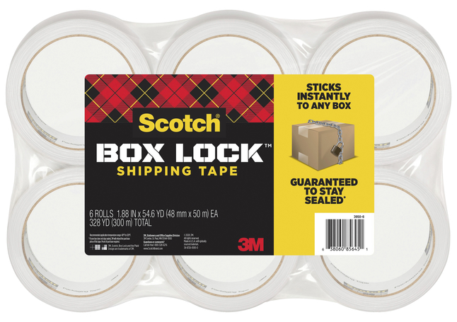Scotch Box Lock Packaging Tape Refill, Clear, Pack of 6, Item Number 2049753