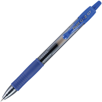 Pilot G2 Retractable Gel Ink Rollerball Pen, 0.7 mm Fine Tip, Blue, Pack of 12, Item Number 2049754