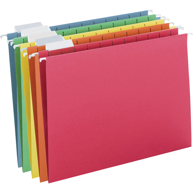 Smead Hanging File Folder, Letter Size, 1/5 Cut Tabs, Assorted Colors, Pack of 25, Item Number 2049765