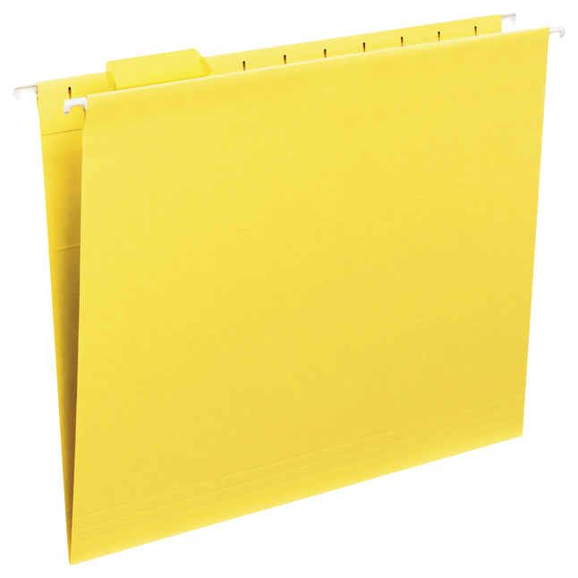 Smead Hanging File Folder, Letter Size, 1/5 Cut Tabs, Yellow, Pack of 25, Item Number 2049777