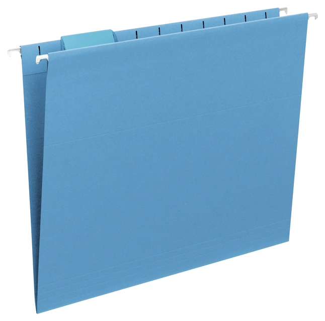 Smead Hanging File Folder, Letter Size, 1/5 Cut Tabs, Blue, Pack of 25, Item Number 2049779