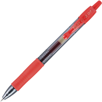 Pilot G2 Retractable Gel Ink Rollerball Pen, 0.7 mm Fine Tip, Red, Pack of 12, Item Number 2049786