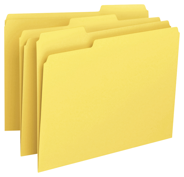 Smead File Folder, Letter Size, 1/3 Cut Tabs, Yellow, Pack of 100, Item Number 2049797