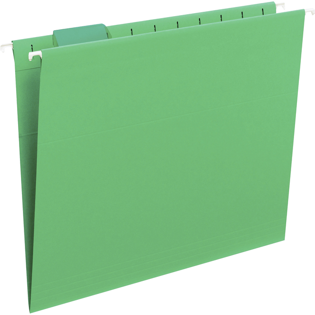 Smead Hanging File Folder, Letter Size, 1/5 Cut Tabs, Green, Pack of 25, Item Number 2049805