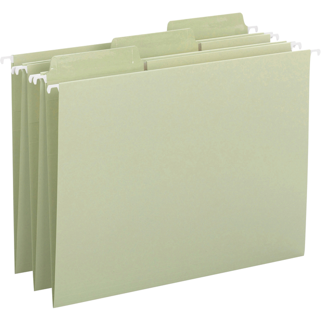 Smead FasTab Erasable Hanging File Folder, Letter Size, 1/3 Cut Tabs, Moss Green, Pack of 20, Item Number 2049807