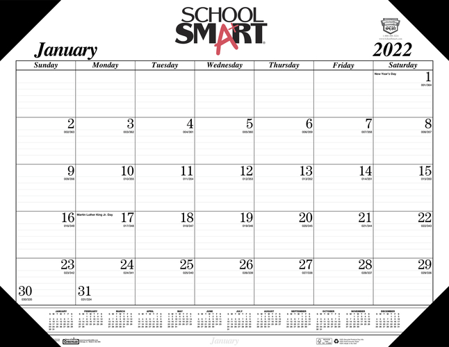Image for School Smart Calendar Desk Pad, January to December 2022, Eco-Friendly from SSIB2BStore