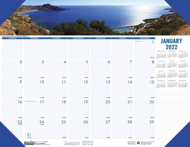 Image for House of Doolittle Compact Recycled Desk Pad Calendar, Earthscapes Coastlines, January-December 2022, 18-1/2x13 Inches from School Specialty