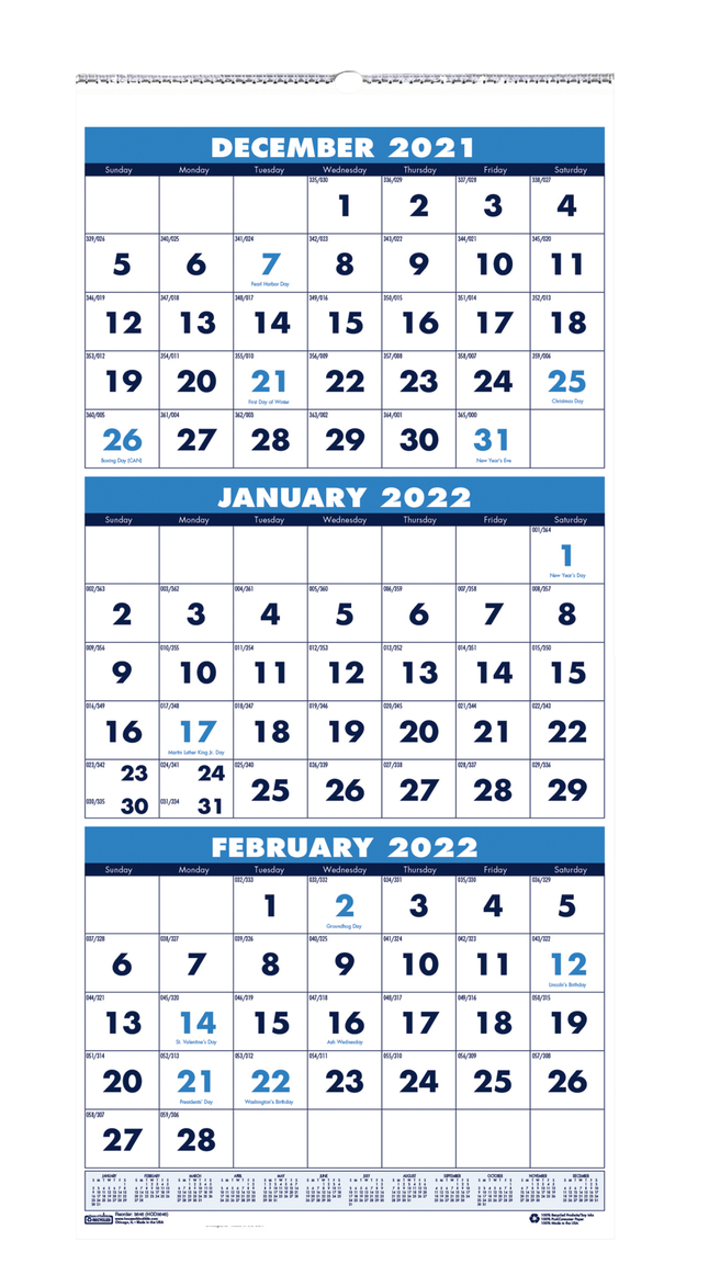 Image for House of Doolittle 3-Month Display Wall Calendar, January to December 2021 from SSIB2BStore
