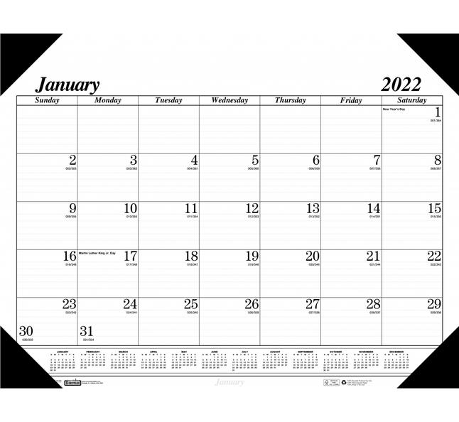 House of Doolittle Desk Pad Calendar, January - December 2022, 22 x 17 Inches, Item Number 2049848