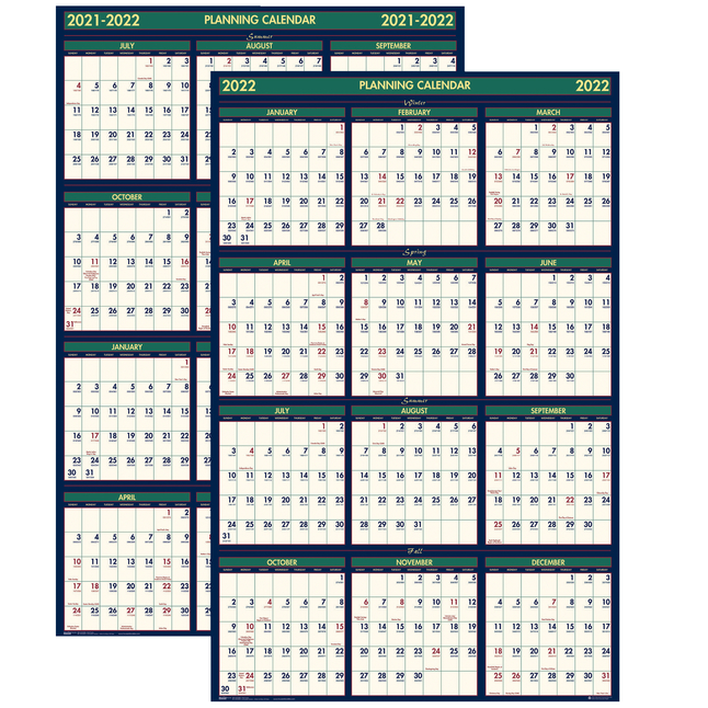Image for House of Doolittle Four Seasons Wall Planner, Yearly and Fiscal Calendar, Eco-Friendly from School Specialty