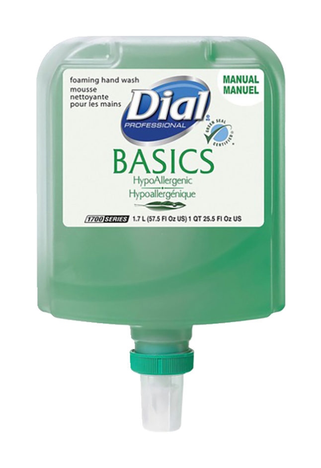 Dial 1700 Basics Hypoallergenic Foam Soap, 57.5 Fluid Ounces, Green, Item Number 2049995