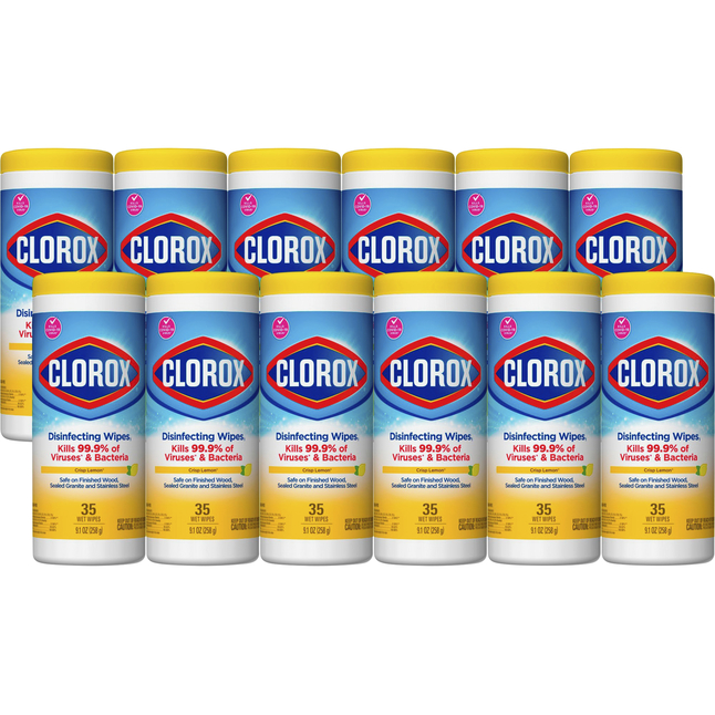 Image for Clorox Disinfecting Wipes, Crisp Lemon Scent, 35 Count, Case of 12 from School Specialty