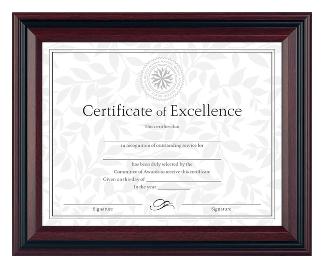 Dax Plastic Document Frame, 13 x 10-1/2 Inches, Rosewood, Item Number 2050080