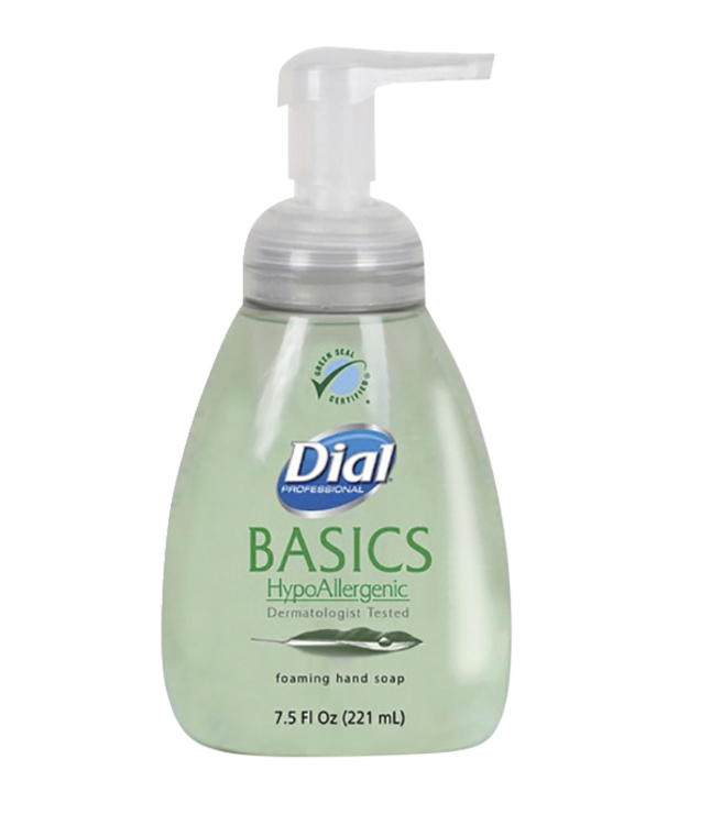 Dial Basics HypoAllergenic Foaming Hand Soap, 7.5 Fluid Ounces, Green, Item Number 2050095