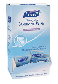 Purell Cottony Soft Hand Sanitizing Wipes, Individually Wrapped, 120 Count, Item Number 2050129