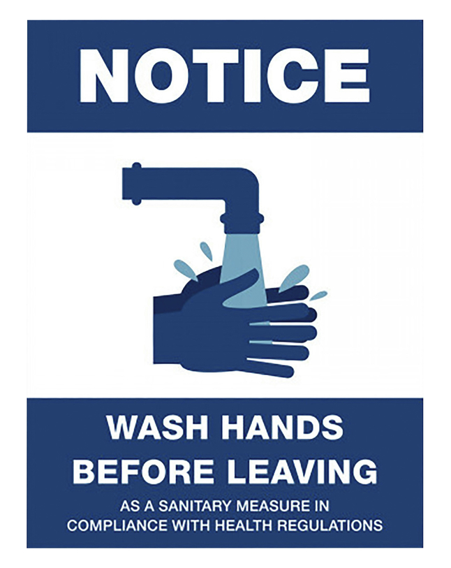 Lorell Notice Wash Hands Before Leaving Sign, Item Number 2050199