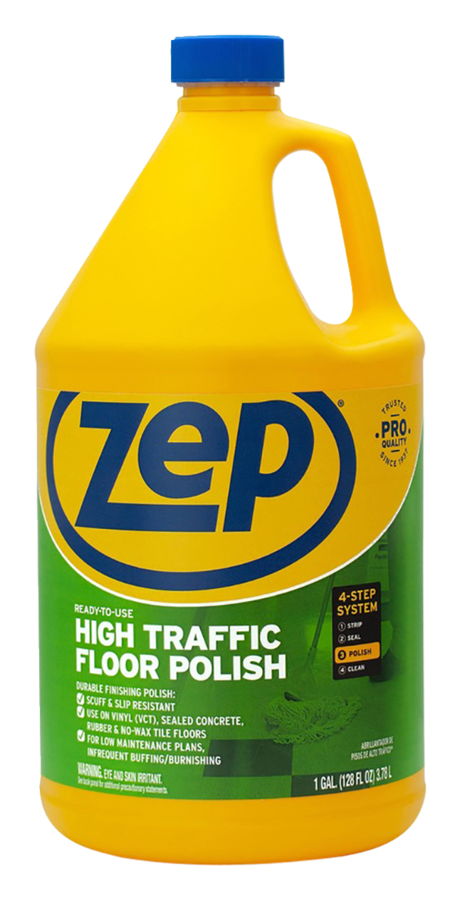 Zep Commercial High-Traffic Floor Finish, 128 Fluid Ounces, Green, Carton of 4, Item Number 2050298