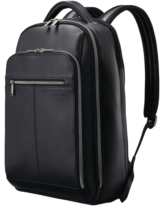 Samsonite Classic Leather Backpack, Black, Item Number 2050362