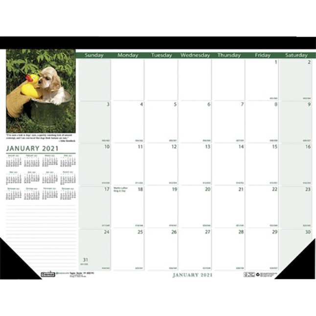 House of Doolittle Desk Calendar, Puppies, Jan-Dec 2021, 17 x 22 Inches, Item Number 2050392