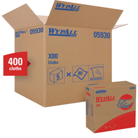 WYPALL X80 Pop-Up Box Cloths, 9.10 x 16.8 Inches, Carton of 400, Red, Item Number 2050411