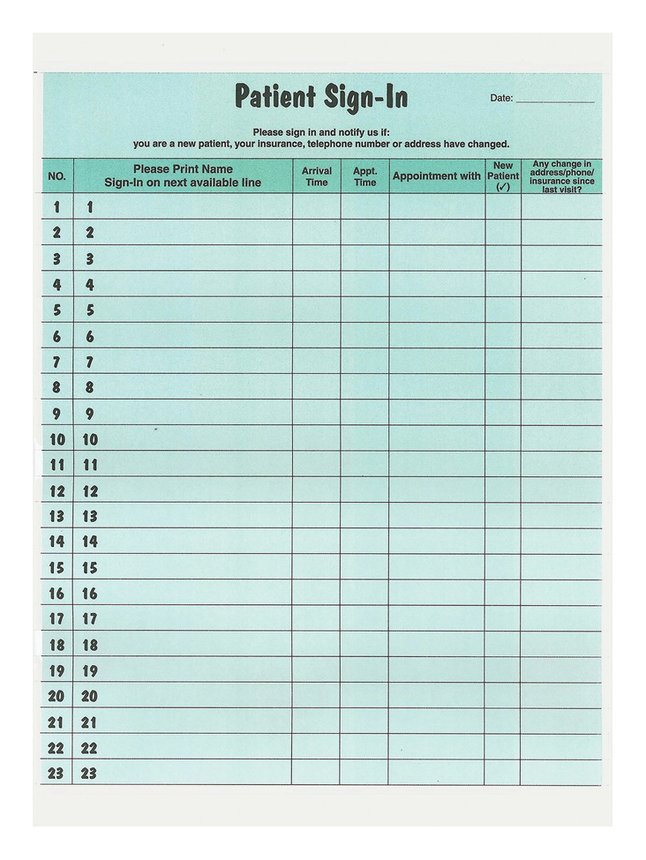 Tabbies Patient Sign-In Label Forms, 125 Sheet, Item Number 2050548