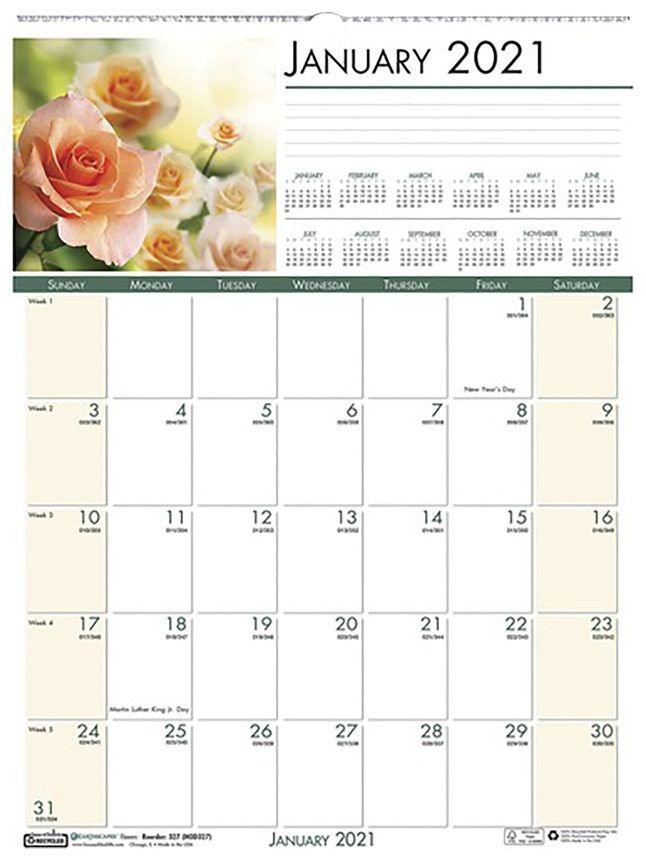 House of Doolittle Earthscapes Flowers Wall Calendar, Jan-Dec 2021, 16-1/2 x 12 Inches, Item Number 2050783
