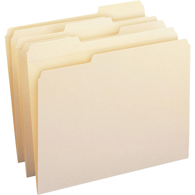 Smead Reinforced File Folder, Letter Size, 1/3 Assorted Cut Tab, Manila, Pack of 100, Item Number 2051040
