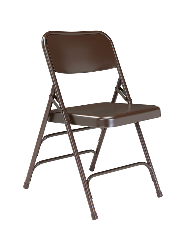 National Public Seating 300 Series Deluxe Steel Folding Chair, 17-1/4 Inch Seat, Brown, Set of 4, Item Number 2051293