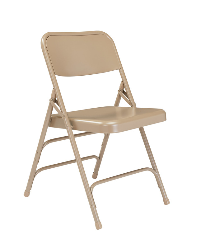 National Public Seating 300 Series Deluxe Steel Folding Chair, 17-1/4 Inch Seat, Beige, Set of 4, Item Number 2051294
