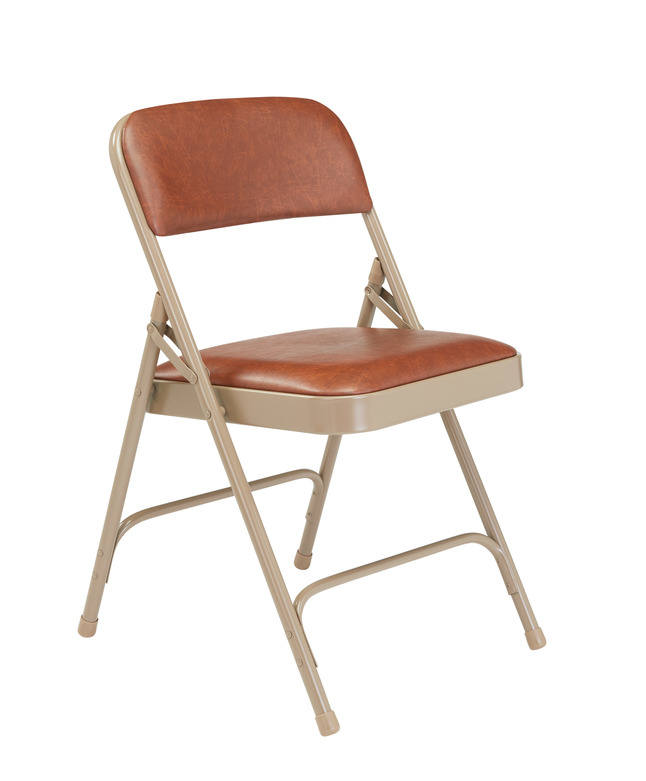 National Public Seating 1200 Premium Folding Chair, Vinyl, 18 ga Steel Frame, Honey Brown, Set of 4, Item Number 2051296