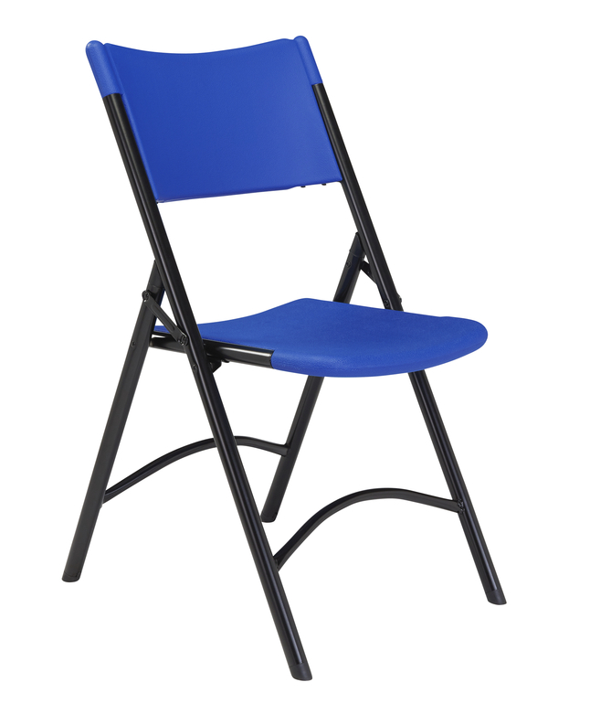National Public Seating 600 Series Lightweight Folding Chair,18-3/4 x 21-1/2 x 32 Inches, Blue Seat, Black Frame, Item Number 2051304