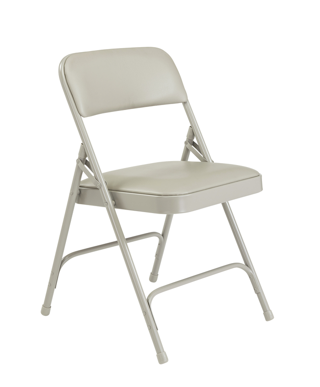 National Public Seating 1200 Premium Folding Chair, Vinyl, 18 ga Steel Frame, Warm Grey, Set of 4, Item Number 2051307