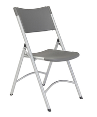 Image for National Public Seating Heavy Duty Plastic Folding Chair, 18-3/4 x 21-1/2 x 32 Inches, Charcoal Seat, Silver Frame, Pack of 4 from School Specialty