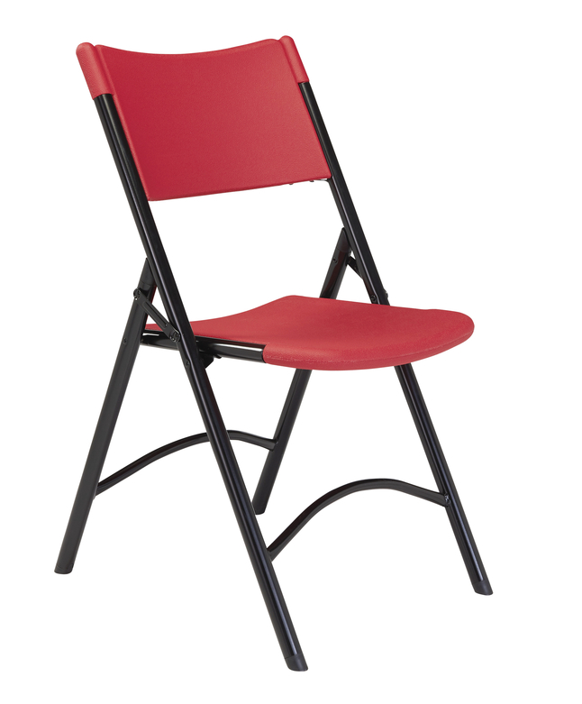 National Public Seating 600 Series Lightweight Folding Chair,18-3/4 x 21-1/2 x 32 Inches, Red Seat, Black Frame, Item Number 2051315