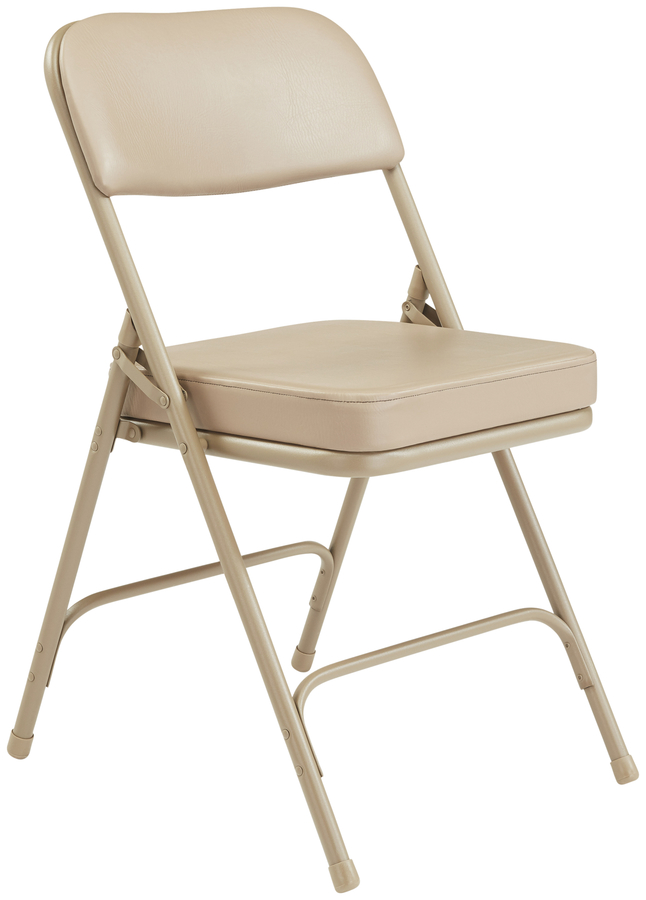 National Public Seating 3200 Series 2-Inch Thick Padded Folding Chair, 18-1/2 Inch Seat, Beige, Set of 2, Item Number 2051322