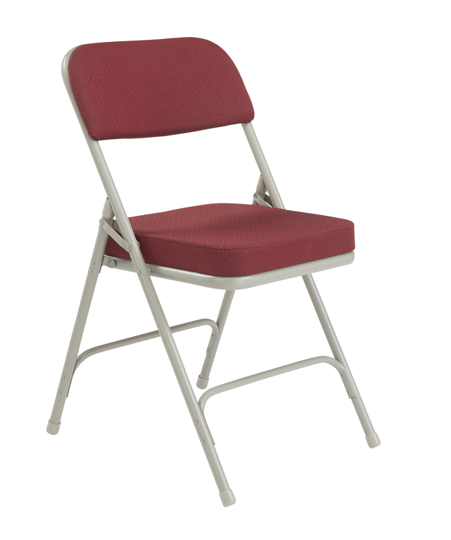 National Public Seating 3200 Series 2-Inch Thick Padded Folding Chair, 18-1/2 Inch Seat, New Burgundy, Item Number 2051326