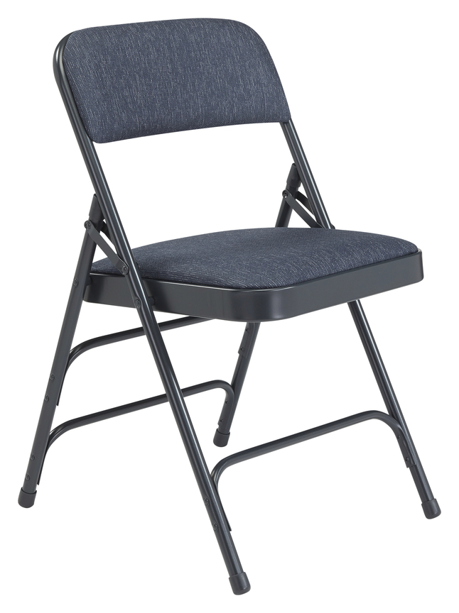 National Public Seating 2300 Premium Folding Chair, Imperial Blue Fabric, Char-Blue Frame, Set of 4, Item Number 2051329