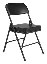 National Public Seating 3200 Series 2-Inch Thick Padded Folding Chair, 18-1/2 Inch Seat, Black, Set of 2, Item Number 2051334