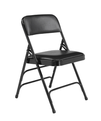 National Public Seating 1300 Premium Upholstered Folding Chair, Vinyl, Midnight Black, Set of 4, Item Number 2051336